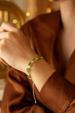 Sertifikalı Zebercet (Peridot) Natürel Kesim Doğal Taş Makrome Bileklik