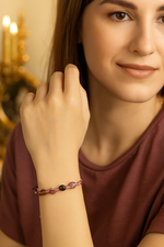 Sertifikalı Renkli Turmalin Natürel Kesim Doğal Taş Makrome Bileklik