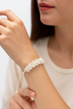 Sertifikalı Selenit 8 mm Çift Sıra Makrome Doğal Taş Bileklik