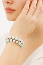 Sertifikalı Yeşil Larimar 8 mm Çift Sıra Makrome Doğal Taş Bileklik