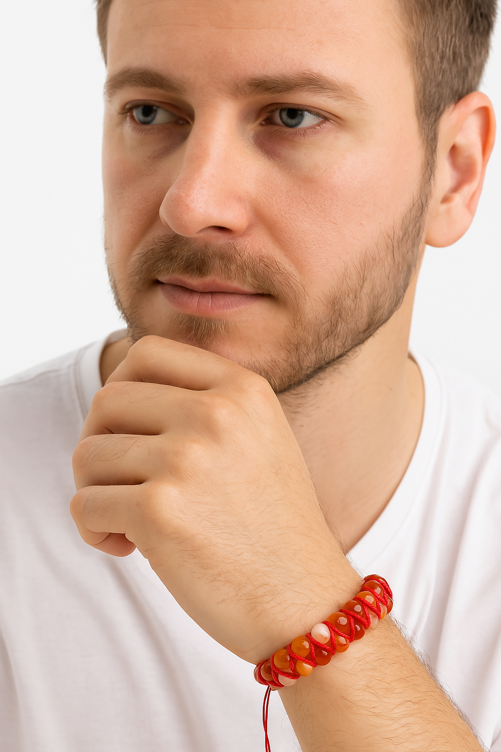 Sertifikalı Karnelyan Akik 8 mm Çift Sıra Makrome Doğal Taş Bileklik