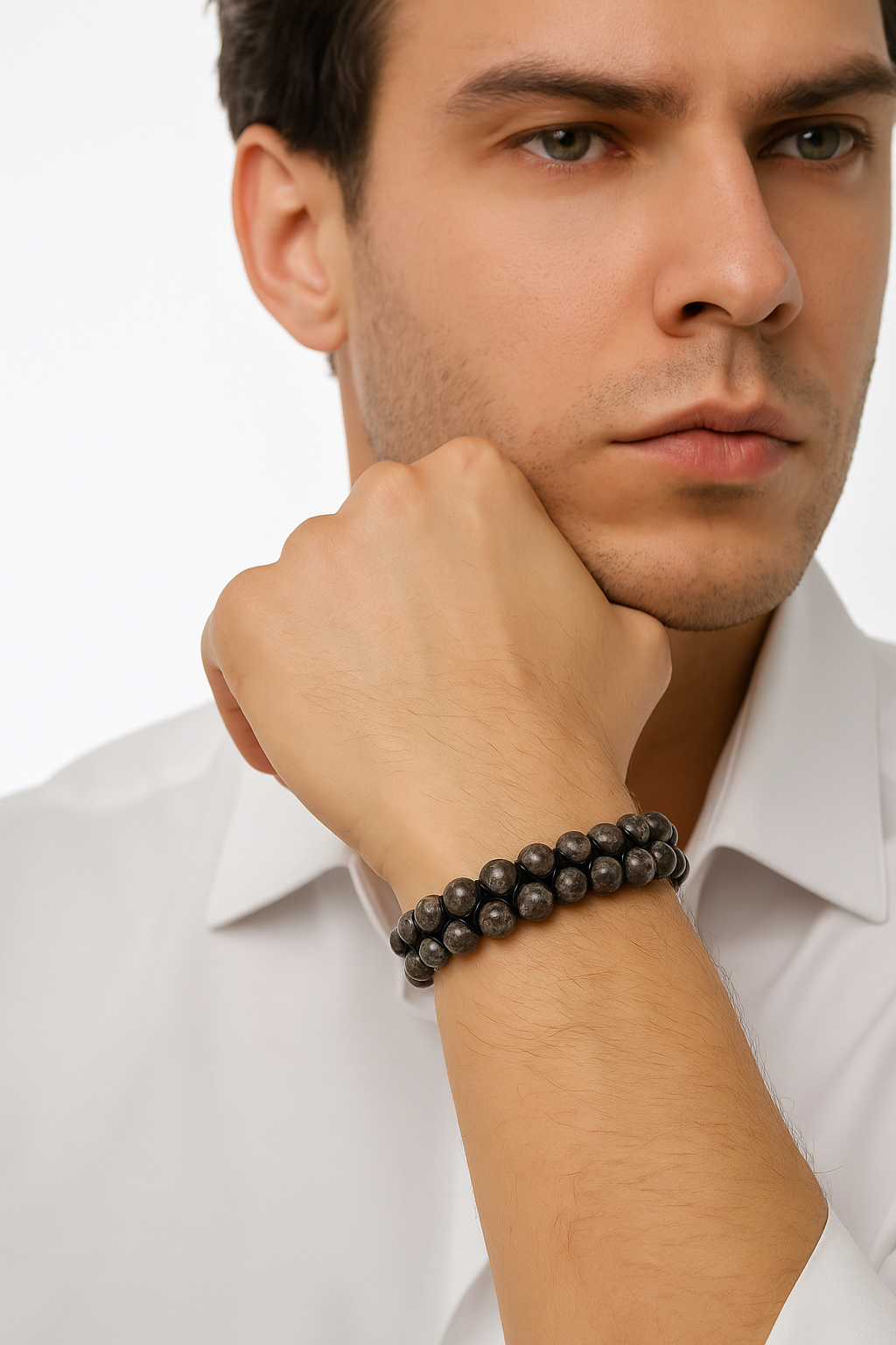 Sertifikalı Riyolit 8 mm Çift Sıra Makrome Doğal Taş Bileklik