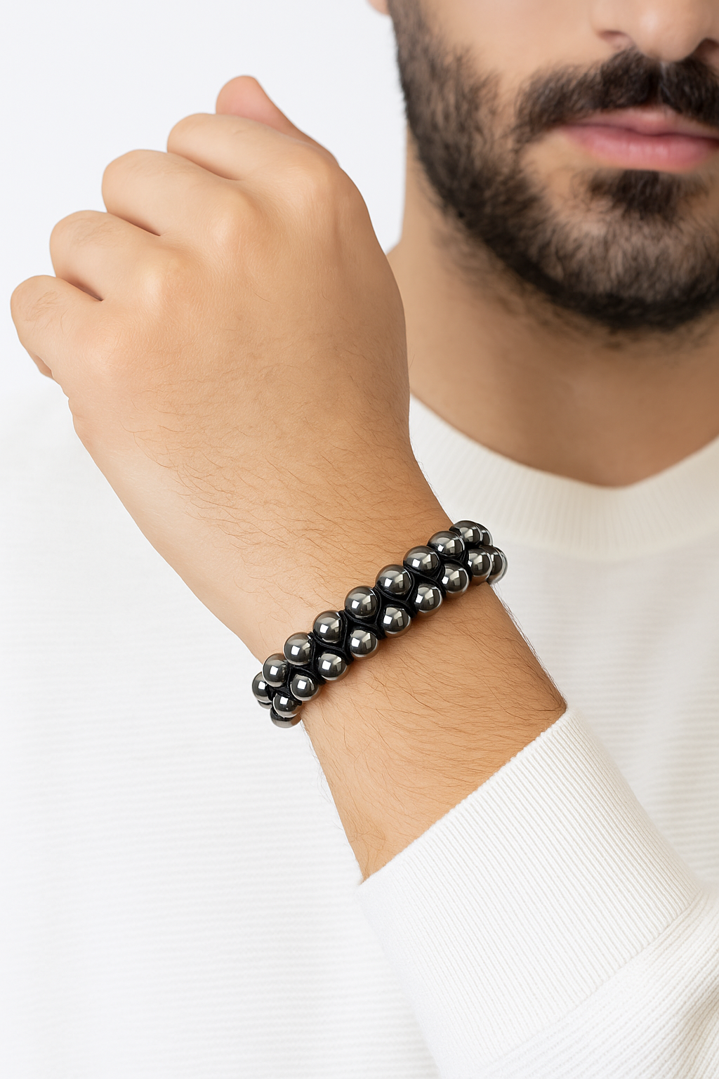 Sertifikalı Trehartz 8 mm Çift Sıra Makrome Doğal Taş Bileklik