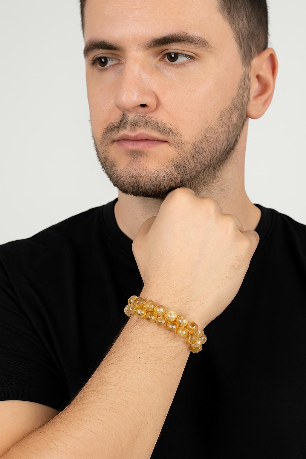 Sertifikalı Sitrin 8 mm Çift Sıra Makrome Doğal Taş Bileklik