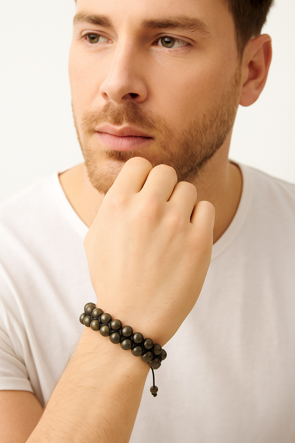 Sertifikalı Pirit 8 mm Çift Sıra Makrome Doğal Taş Bileklik