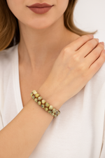 Sertifikalı Sarı Opal 8 mm Çift Sıra Makrome Doğal Taş Bileklik