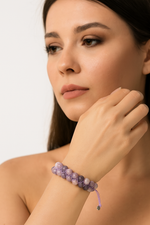 Sertifikalı Lepidolit 8 mm Çift Sıra Makrome Doğal Taş Bileklik