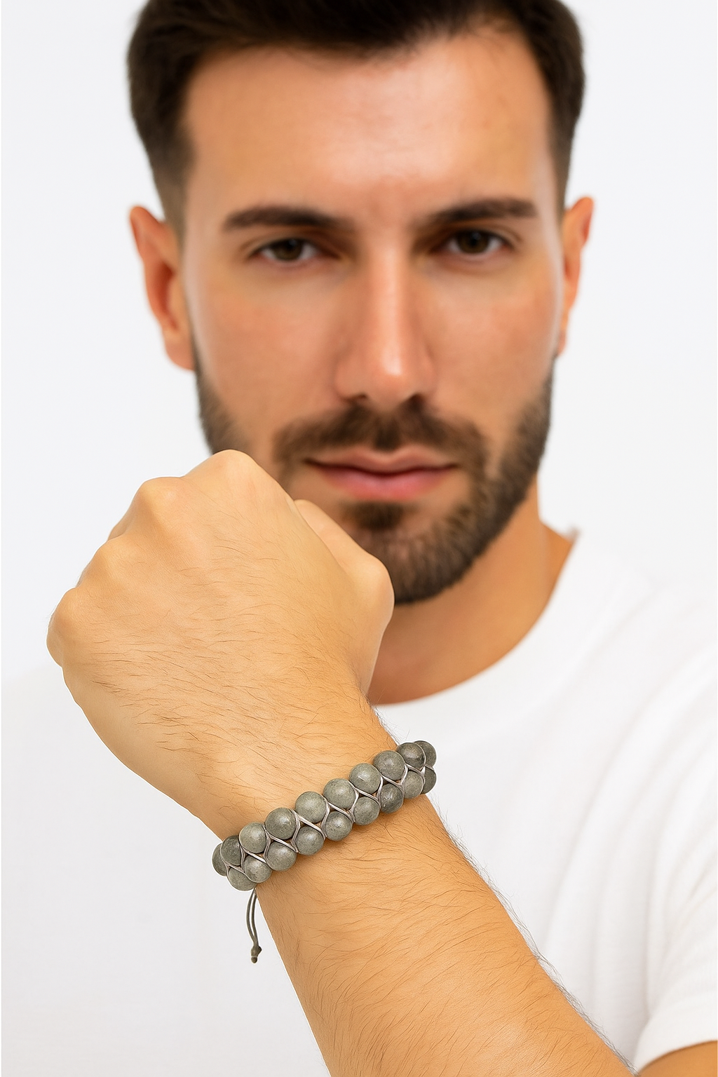 Sertifikalı Labradorit 8 mm Çift Sıra Makrome Doğal Taş Bileklik