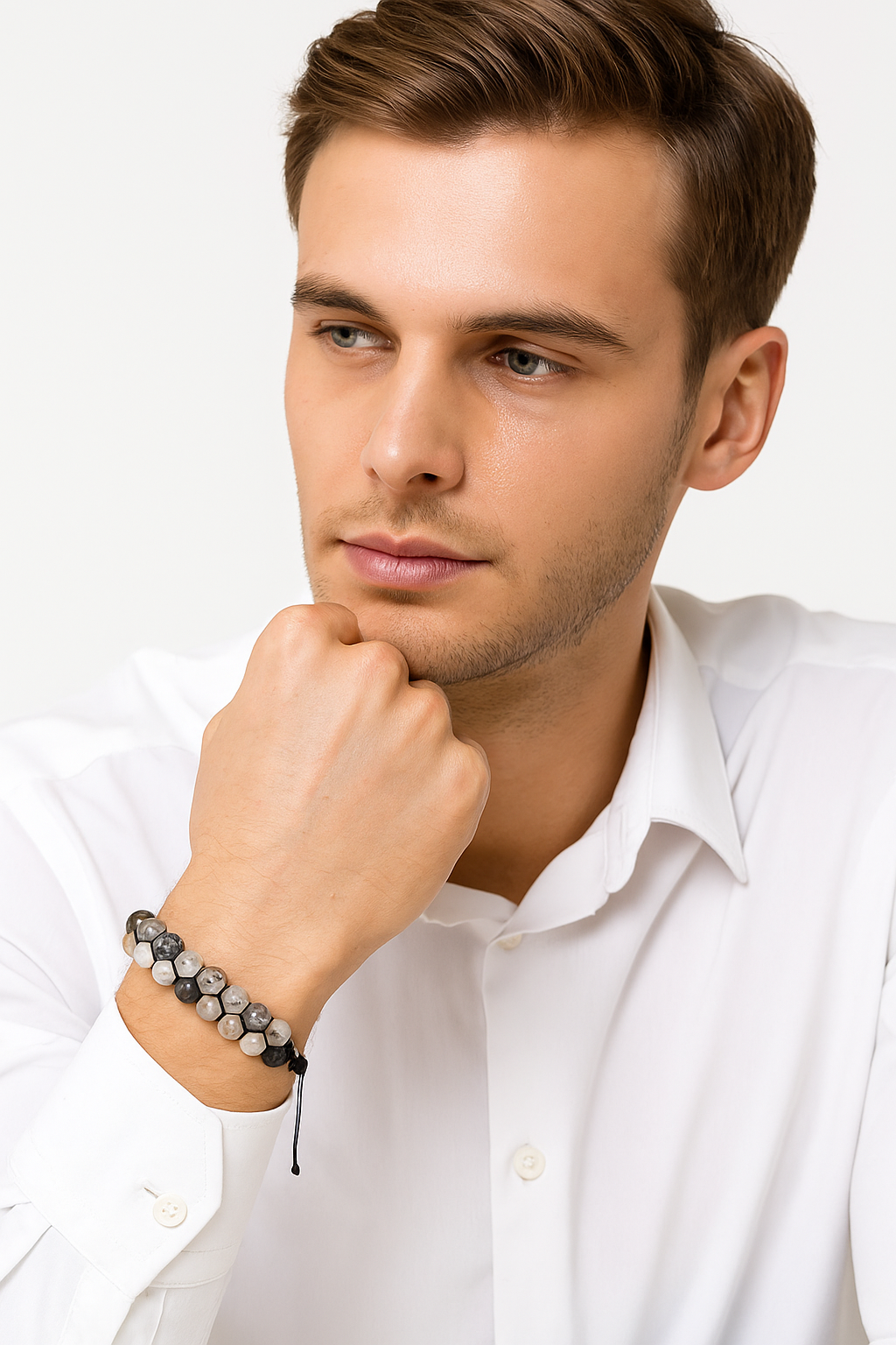 Sertifikalı Rutilli Kuvars 8 mm Çift Sıra Makrome Doğal Taş Bileklik