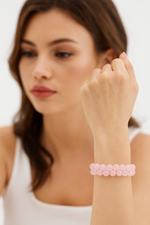 Sertifikalı Pembe Kuvars (Gül Kuvars) 8 mm Çift Sıra Makrome Doğal Taş Bileklik