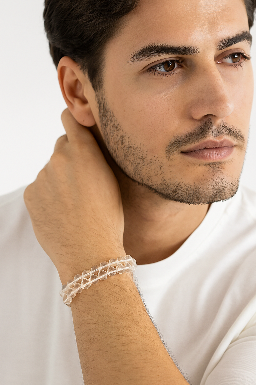 Sertifikalı Kristal Kuvars 8 mm Çift Sıra Makrome Doğal Taş Bileklik