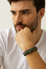 Sertifikalı Krizokol 8 mm Çift Sıra Makrome Doğal Taş Bileklik