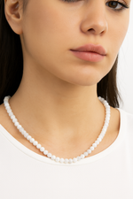 Sertifikalı Selenit 6 mm Dizi Doğal Taş Kolye