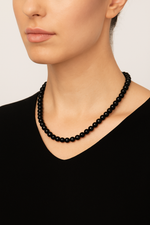 Sertifikalı Siyah Turmalin 6 mm Dizi Doğal Taş Kolye