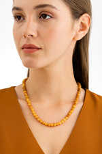 Sertifikalı Sarı Kaplan Gözü 6 mm Dizi Doğal Taş Kolye