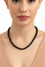 Sertifikalı Obsidyen 6 mm Dizi Doğal Taş Kolye