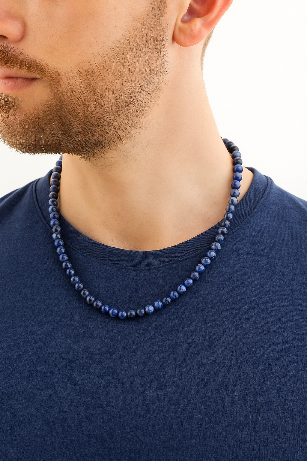 Sertifikalı Sodalit 6 mm Dizi Doğal Taş Kolye