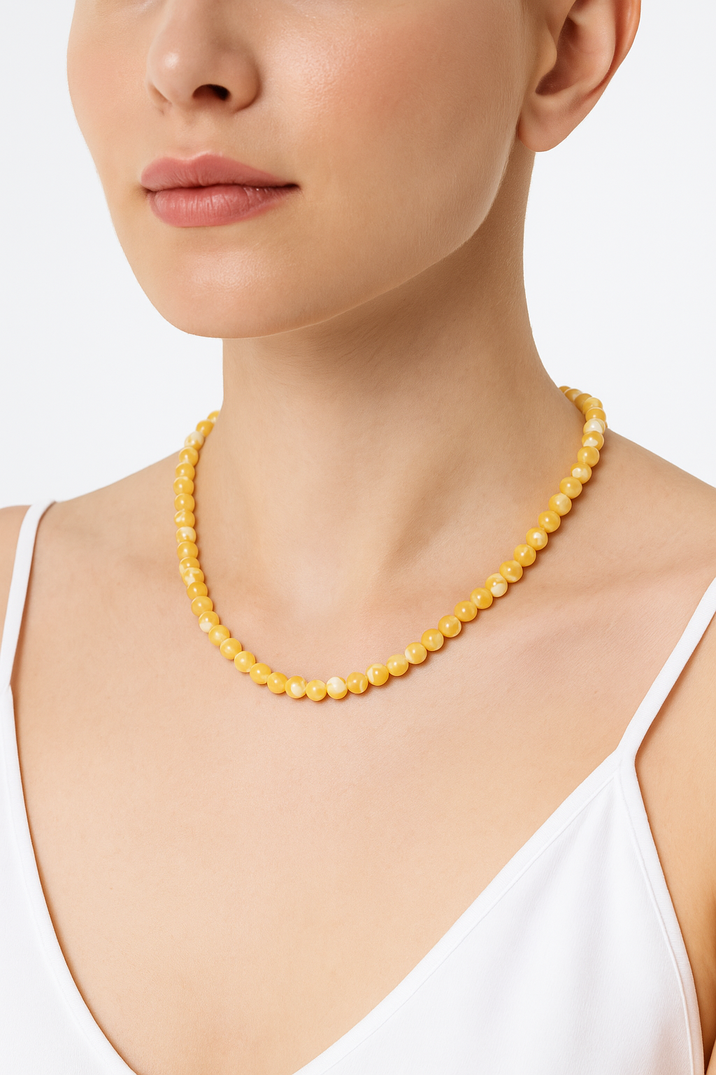 Sertifikalı Sedef 6 mm Dizi Doğal Taş Kolye