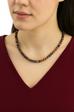 Sertifikalı Rodonit 6 mm Dizi Doğal Taş Kolye