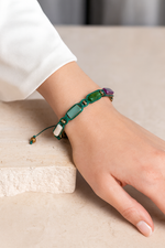 Sertifikalı Kova Burcu Doğal Taş Makrome Örme Bileklik | Pirtash | Özel Üretim