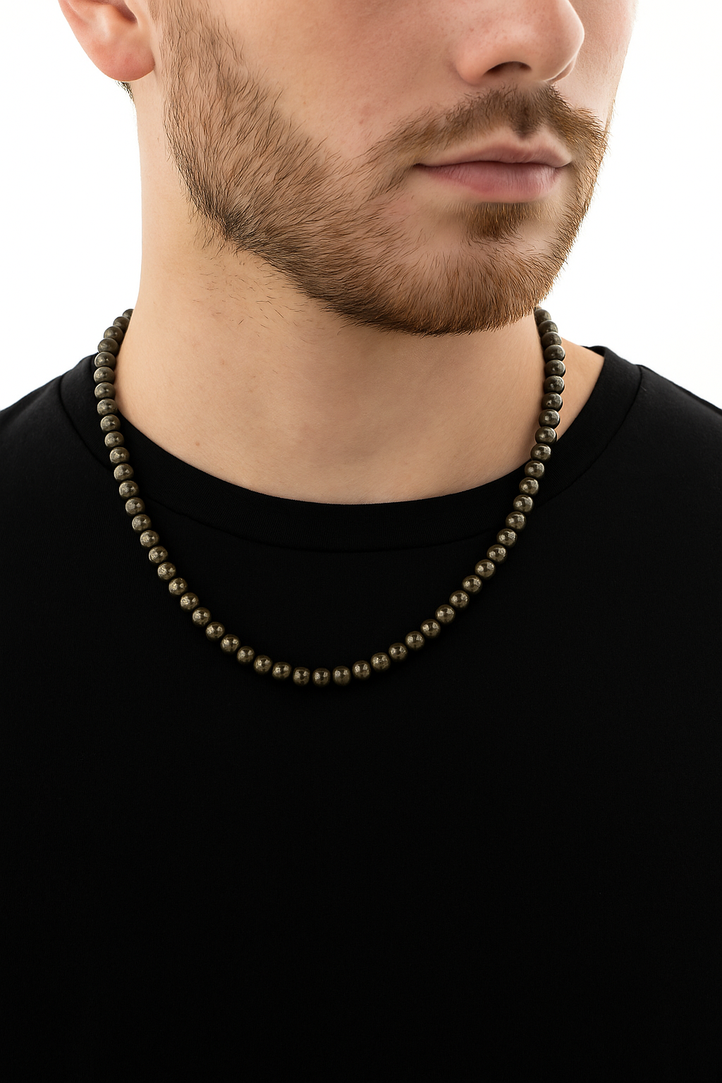 Sertifikalı Pirit 6 mm Dizi Doğal Taş Kolye