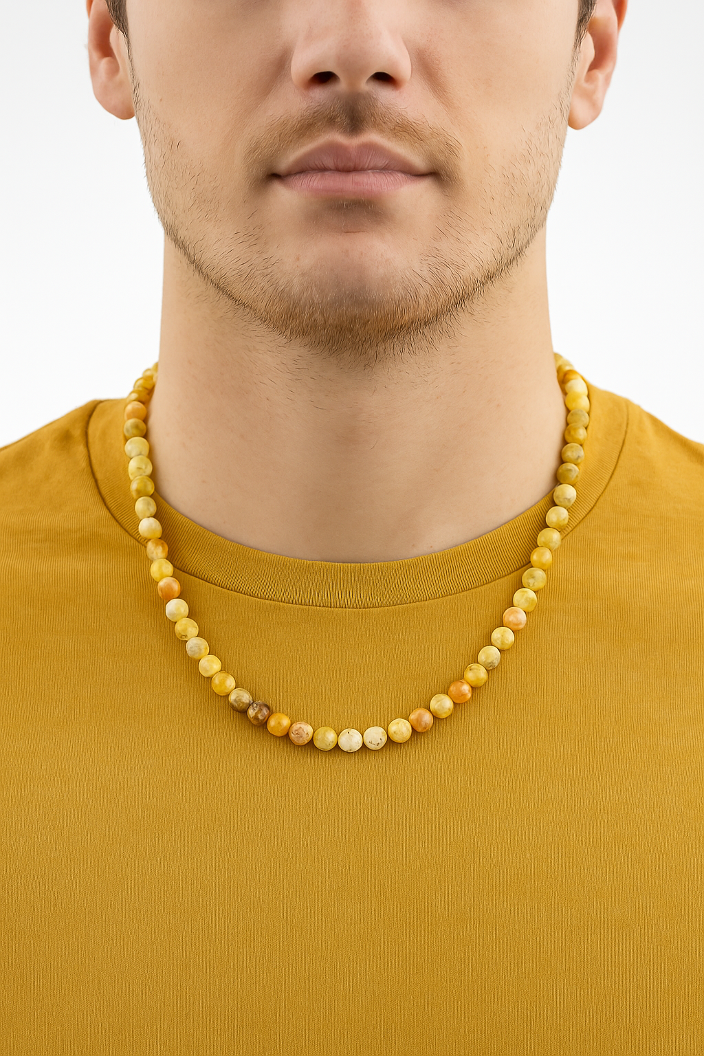 Sertifikalı Sarı Opal 6 mm Dizi Doğal Taş Kolye