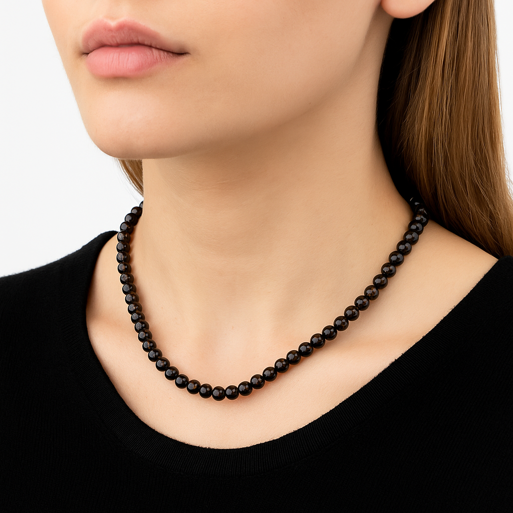 Sertifikalı Dumanlı Kuvars 6 mm Dizi Doğal Taş Kolye