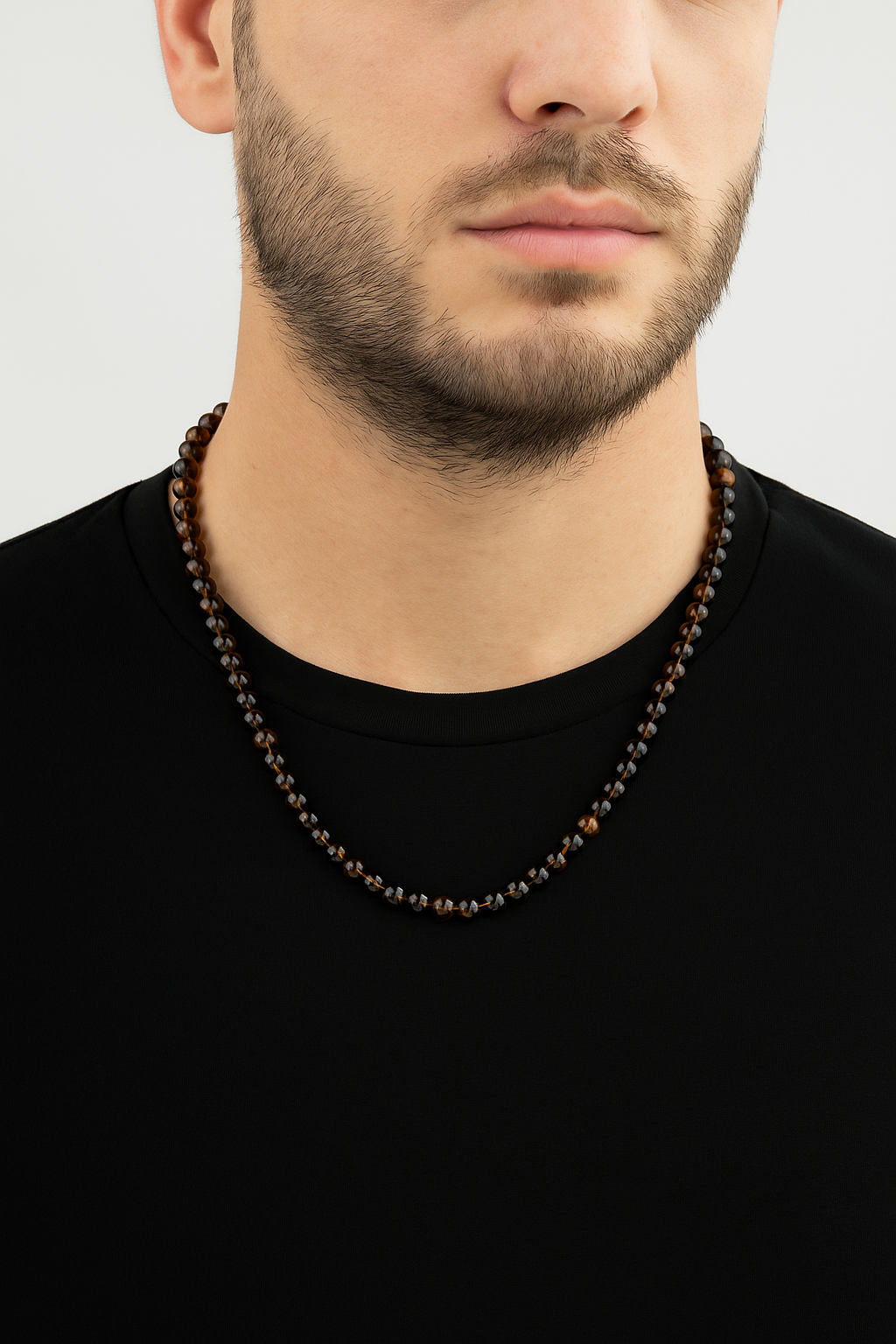 Sertifikalı Dumanlı Kuvars 6 mm Dizi Doğal Taş Kolye