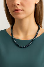 Sertifikalı Kan Taşı 6 mm Dizi Doğal Taş Kolye