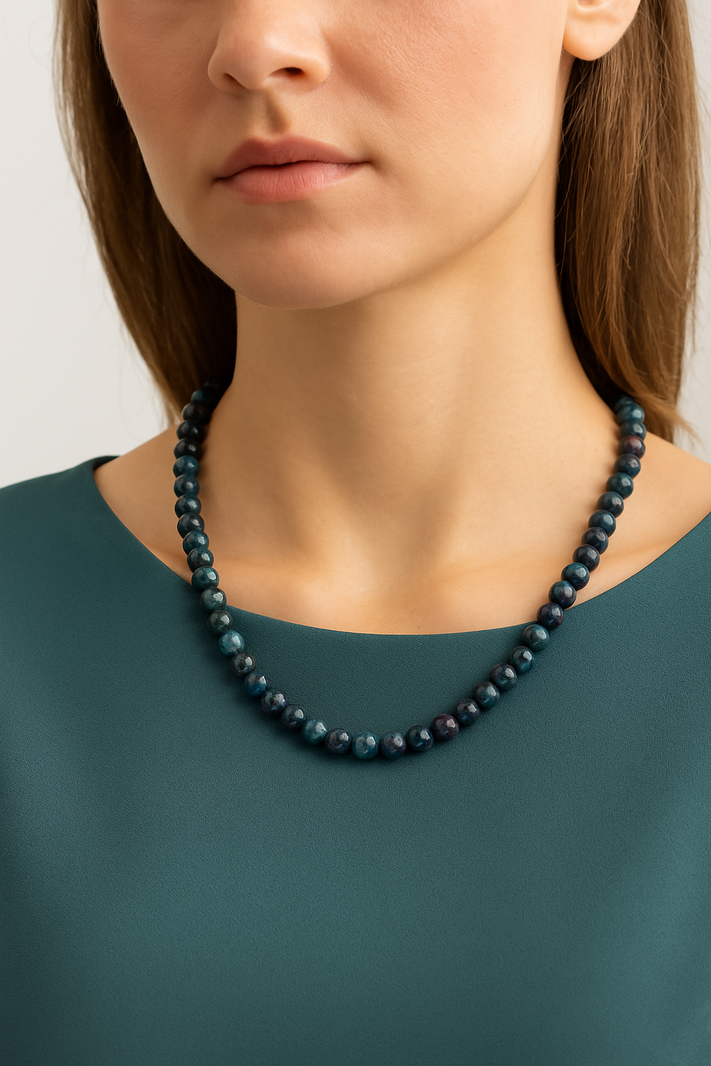 Sertifikalı Kan Taşı 6 mm Dizi Doğal Taş Kolye