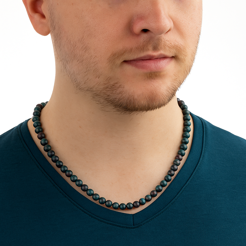 Sertifikalı Kan Taşı 6 mm Dizi Doğal Taş Kolye