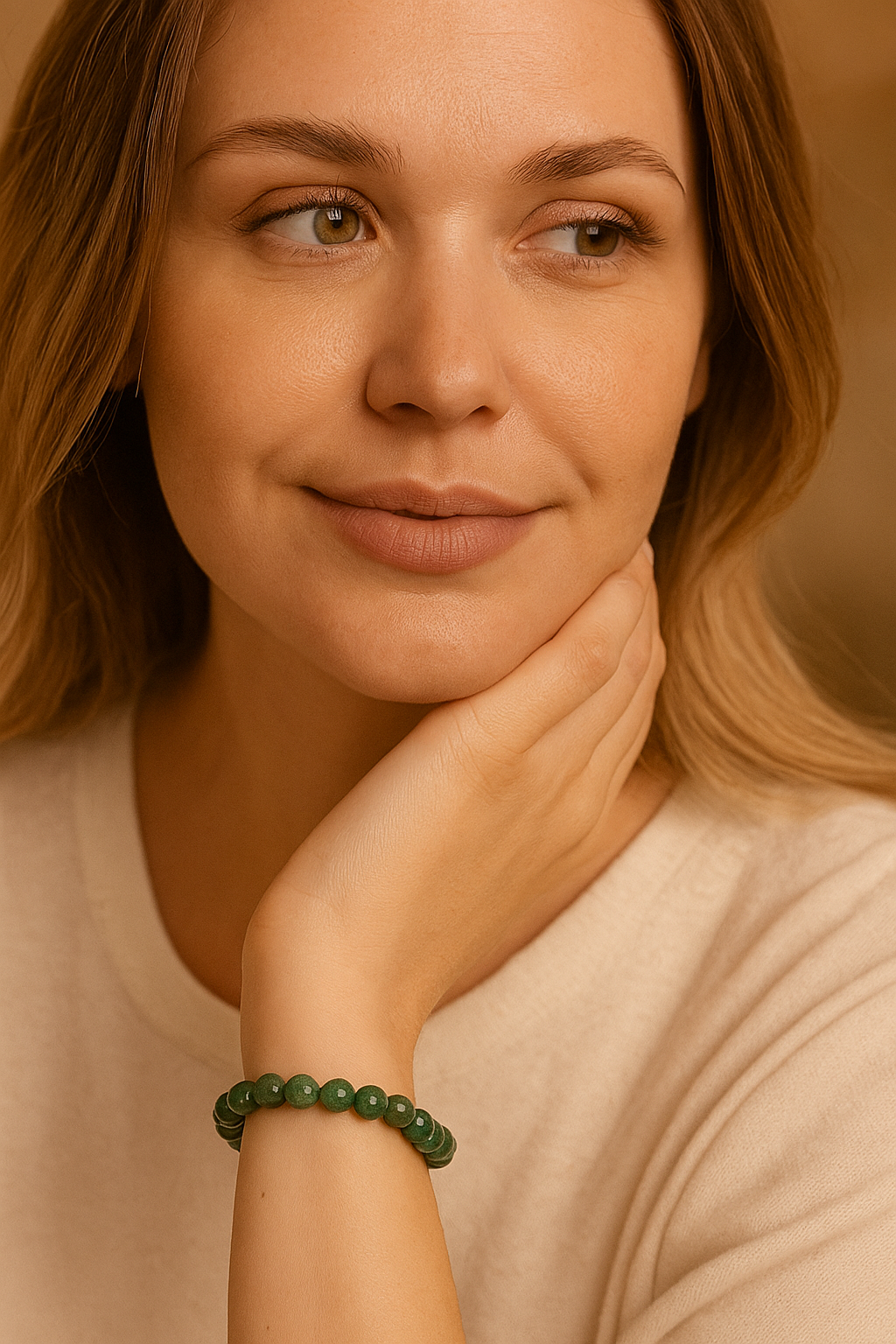 Sertifikalı Yeşil Apatit 6 mm Doğal Taş Bileklik