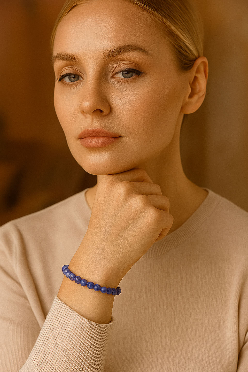 Sertifikalı Sodalit 6 mm Doğal Taş Bileklik