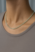 Sertifikalı Amazonit Doğal Taş Kolye – 3-4 mm Fasetli Kesim | Pirtash | Özel Üretim