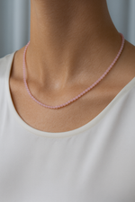 Sertifikalı Pembe Kuvars Doğal Taş Kolye | Pirtash | Özel Üretim