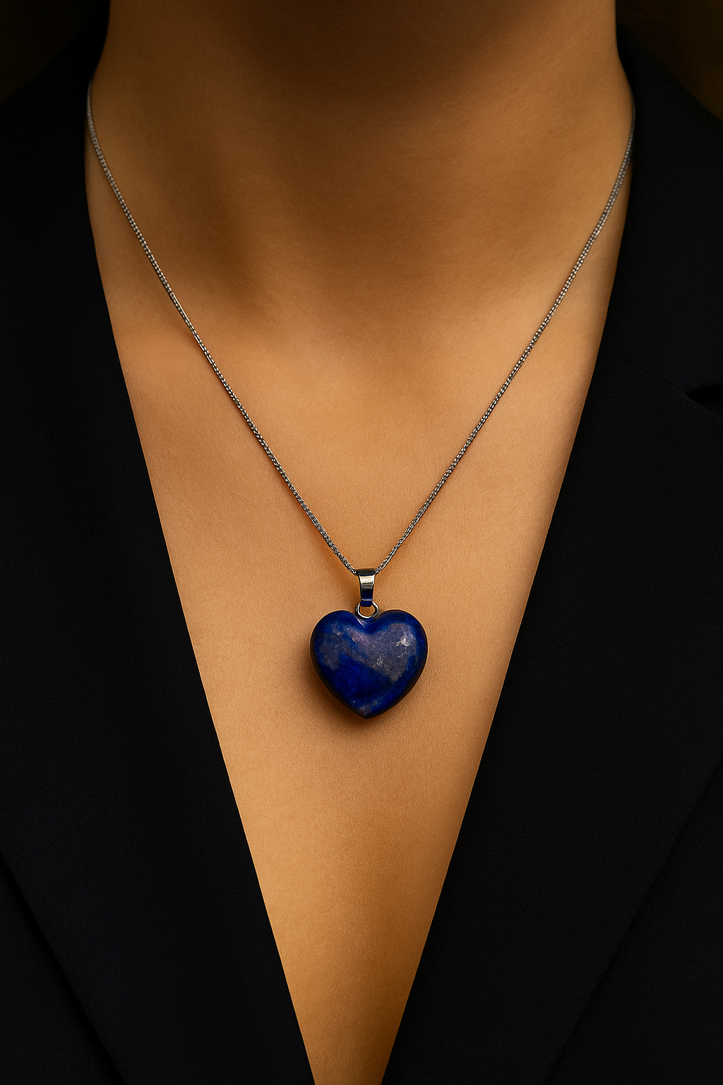 Sertifikalı Lapis Lazuli Doğal Taş Kalp Model Kolye | Pirtash | Özel Üretim