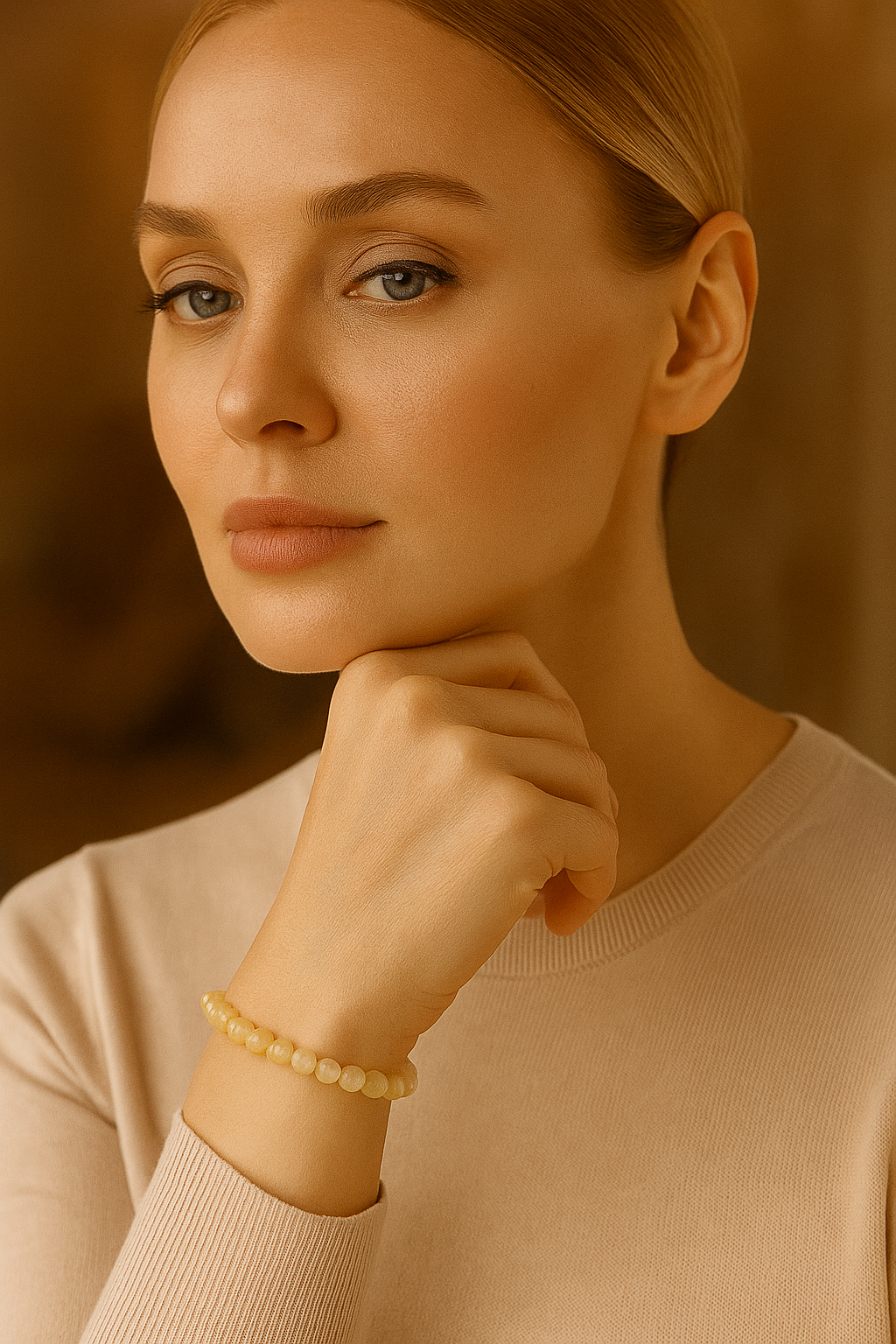 Sertifikalı Sitrin 6 mm Doğal Taş Bileklik