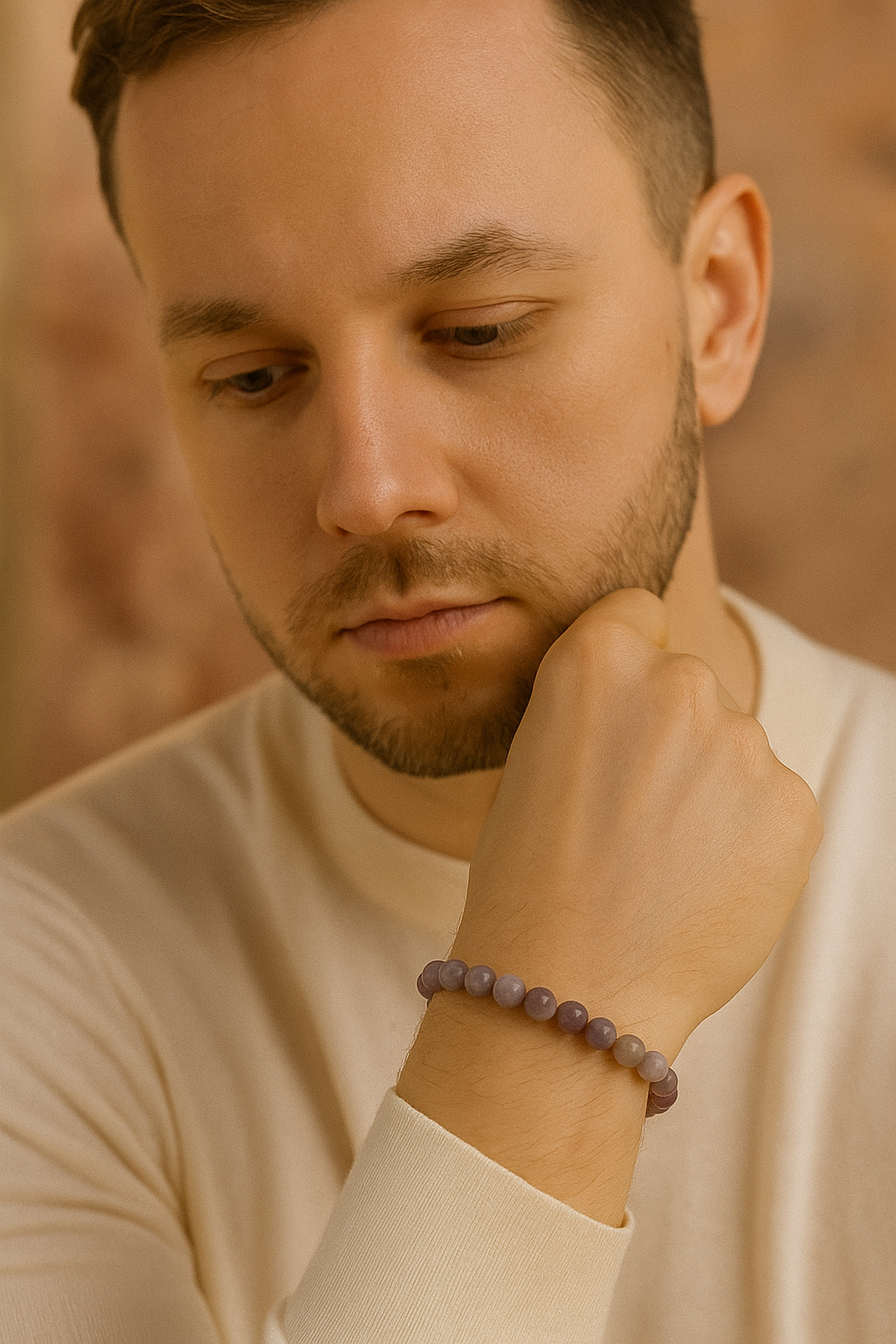 Sertifikalı Lepidolit 6 mm Doğal Taş Bileklik