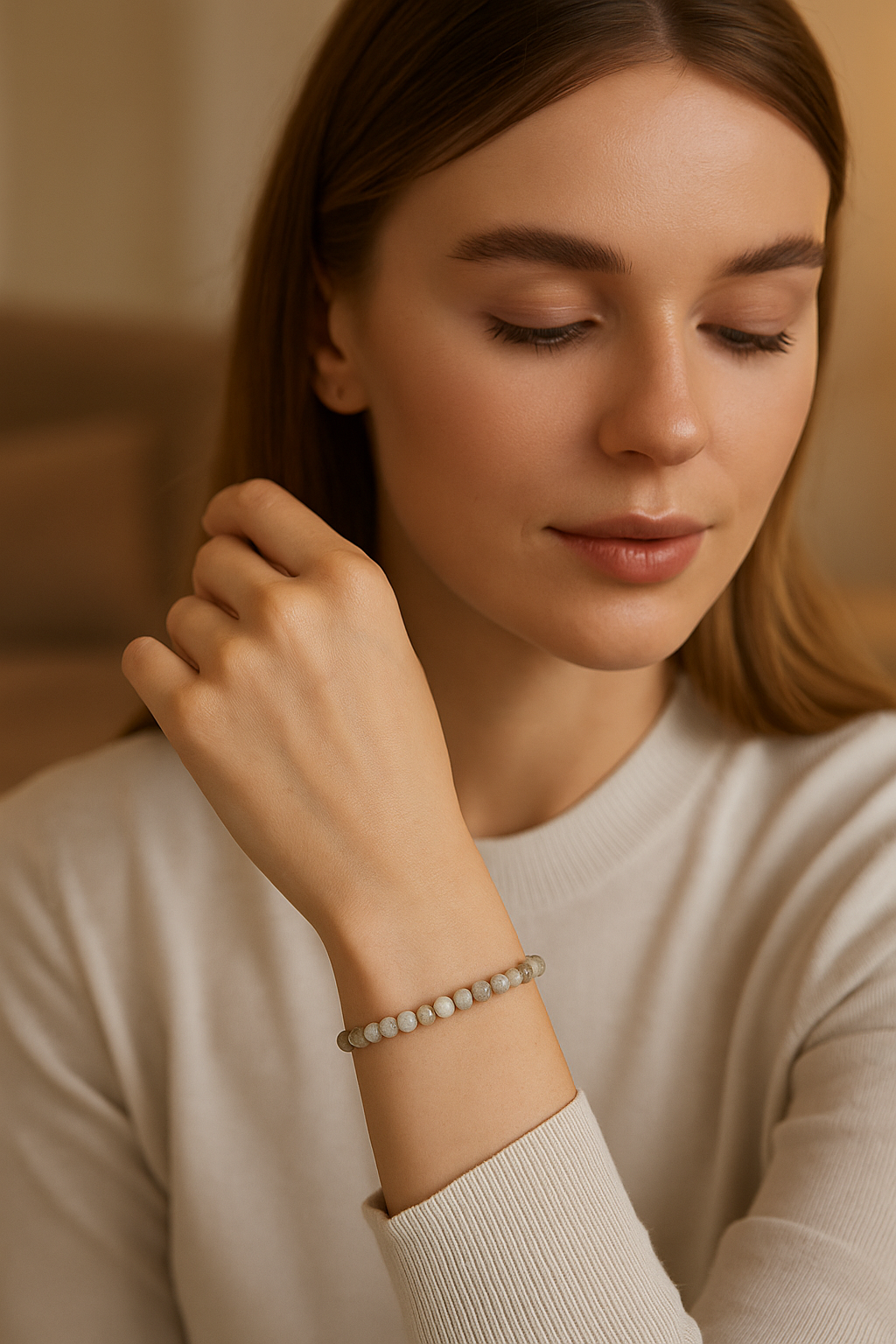 Sertifikalı Labradorit 6 mm Doğal Taş Bileklik