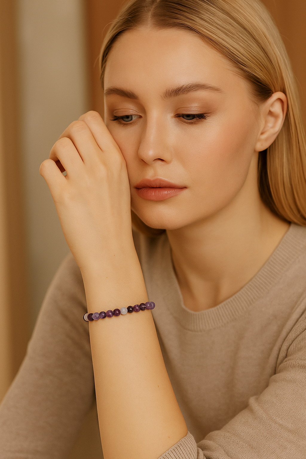 Sertifikalı Mor Florit 6 mm Doğal Taş Bileklik
