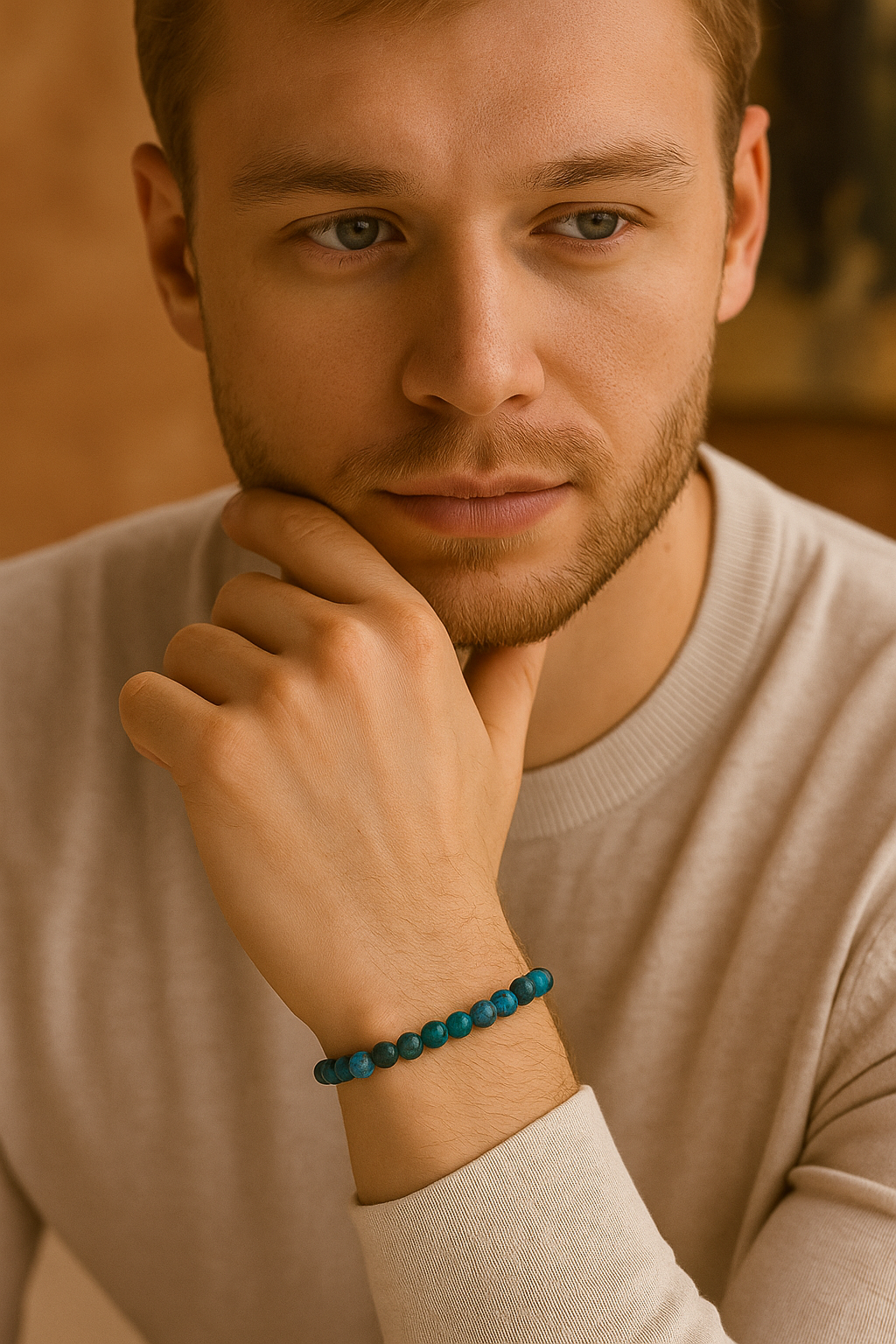 Sertifikalı Mavi Apatit 6 mm Doğal Taş Bileklik