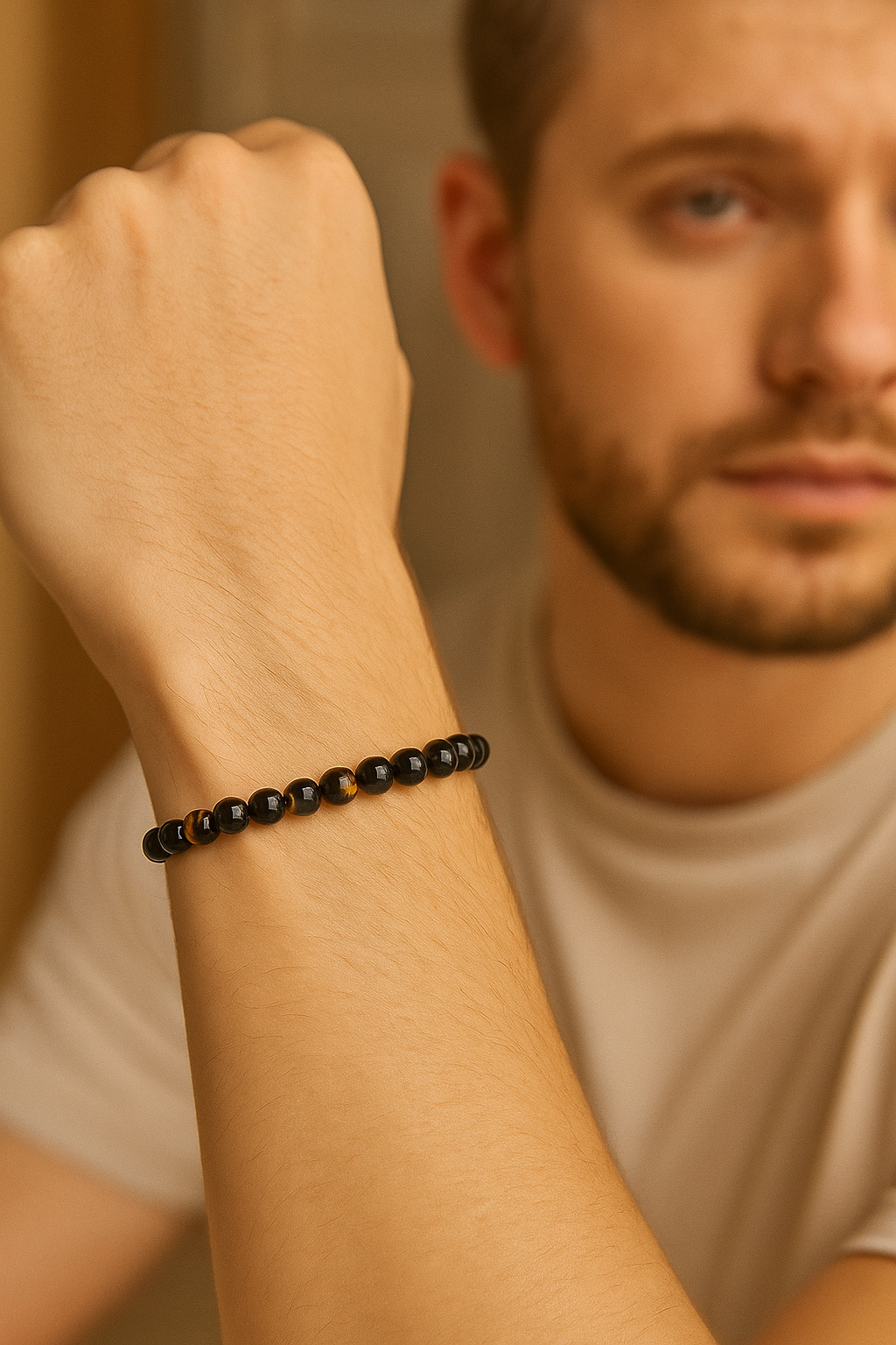 Sertifikalı Siyah Göz Akik 6 mm Doğal Taş Bileklik