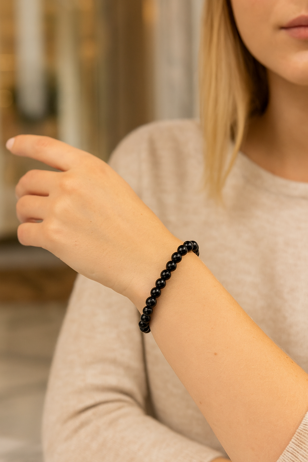 Sertifikalı Siyah Turmalin 8 mm Doğal Taş Bileklik