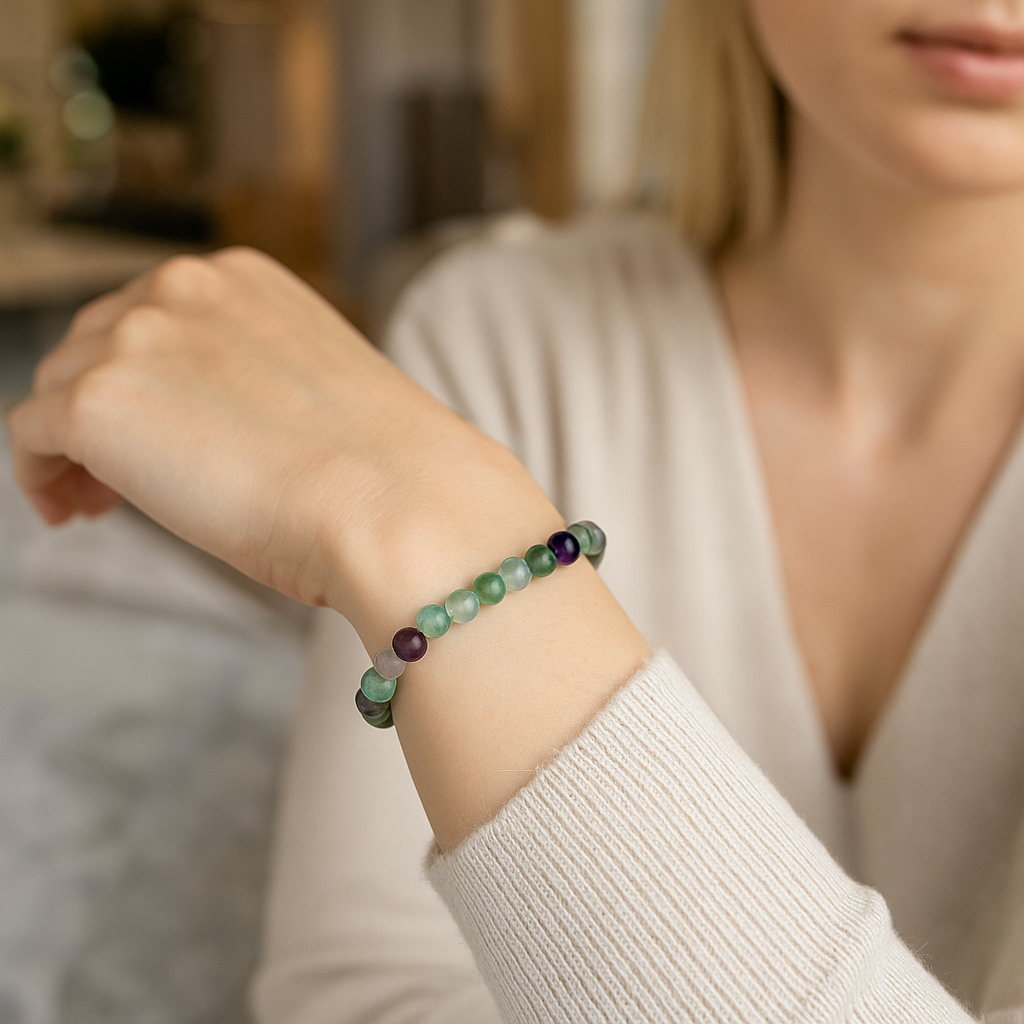Sertifikalı Yeşil Florit 8 mm Doğal Taş Bileklik