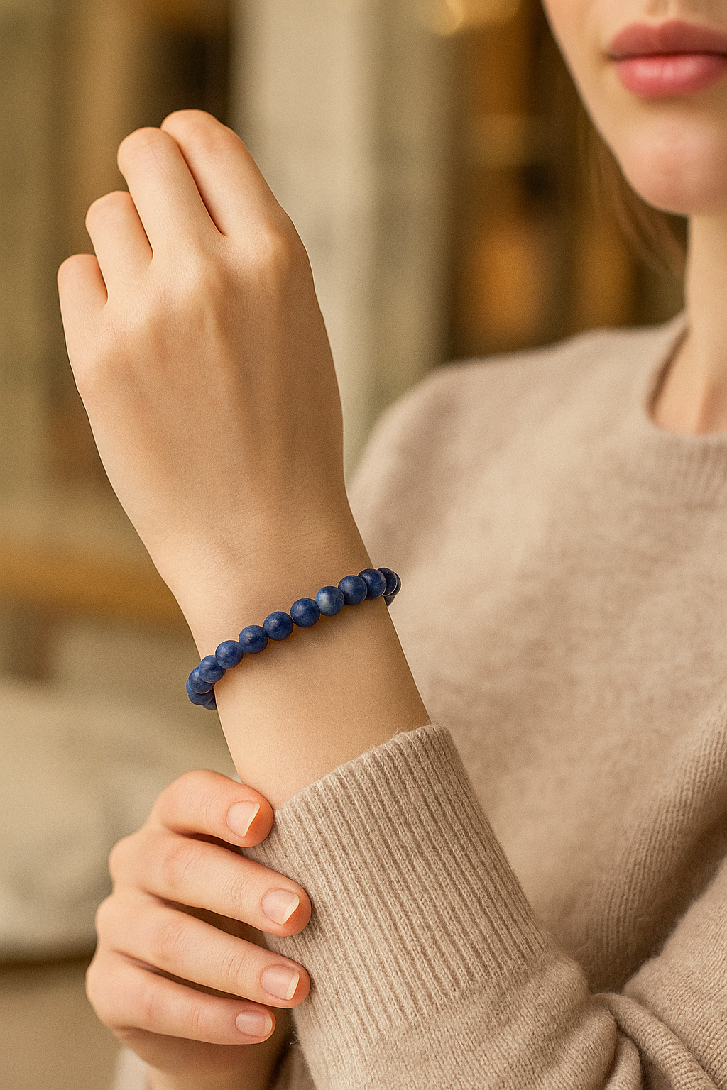 Sertifikalı Sodalit 8 mm Doğal Taş Bileklik