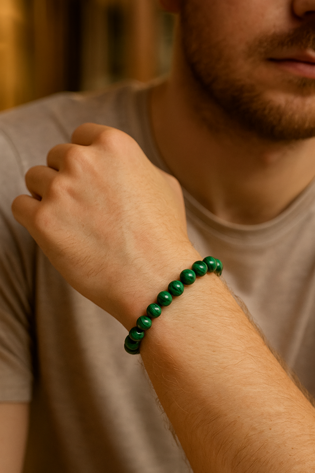 Sertifikalı Malakit 8 mm Doğal Taş Bileklik