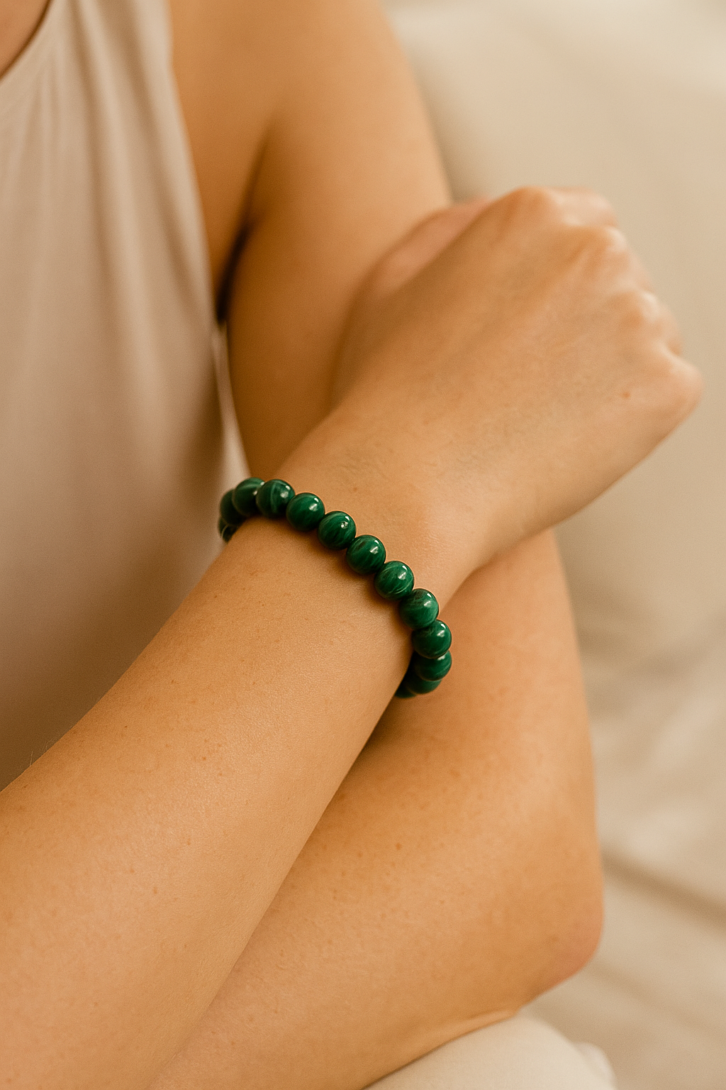 Sertifikalı Malakit 8 mm Doğal Taş Bileklik