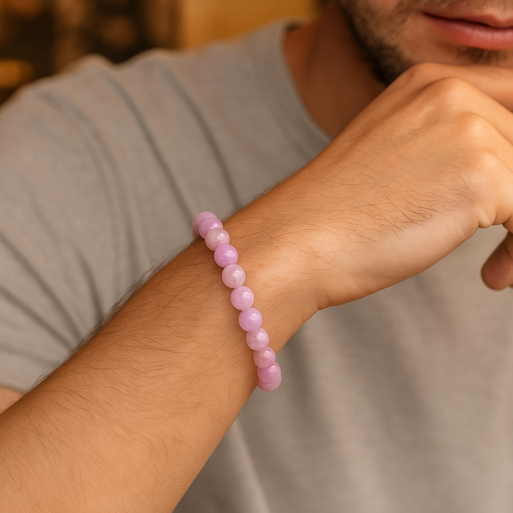 Sertifikalı Kunzit 8 mm Doğal Taş Bileklik