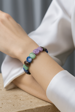 Sertifikalı Yay Burcu Doğal Taş Geniş Kesim Kadın Bileklik