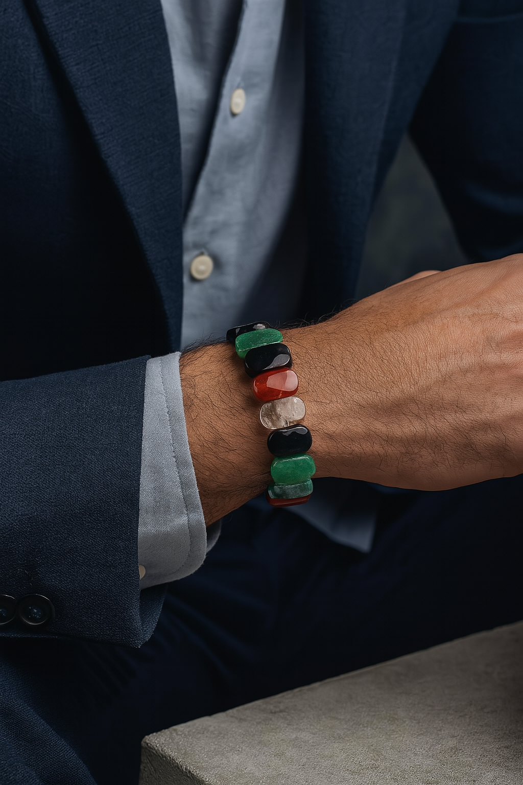 Sertifikalı Başak Burcu Doğal Taş Geniş Kesim Erkek Bileklik